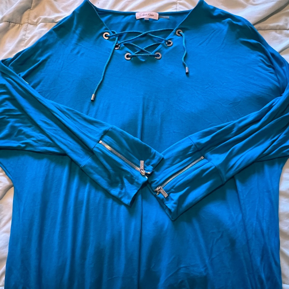 Calvin Klein Vibrant Blue Lace-Up Top